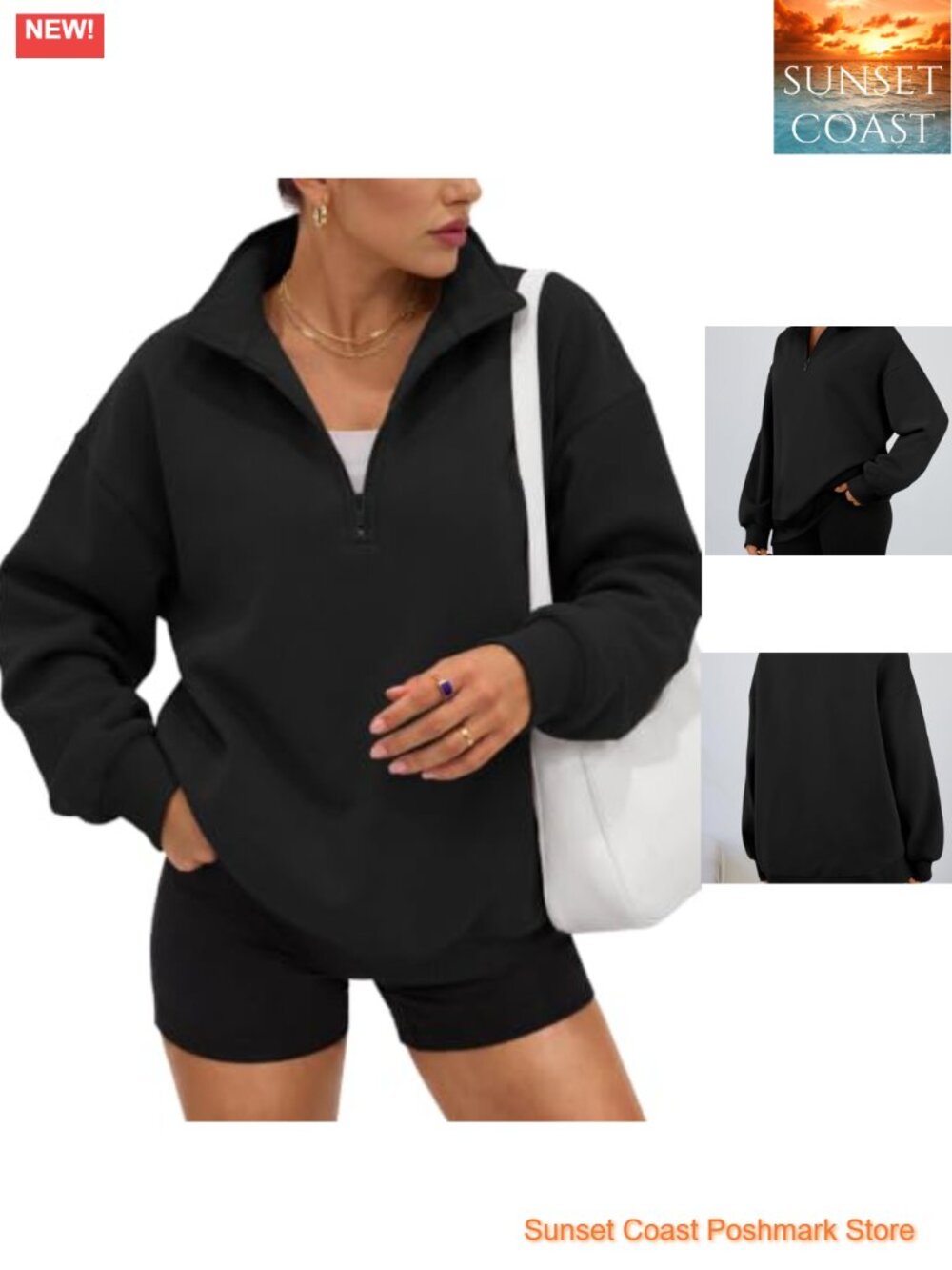 Oversized Half Zip Fleece Sweatshirt Cotton Polyester Pullover